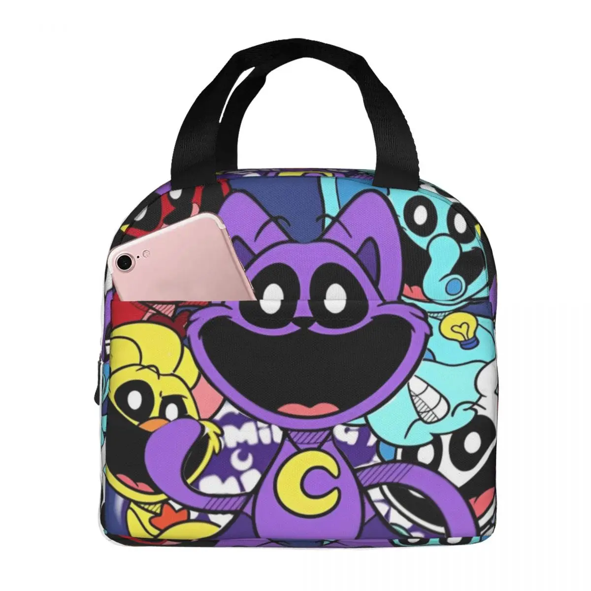 Smiling Critter Cartoon Anime Insulated Lunch Bags Thermal Bag Meal Container High Capacity Tote Lunch Box Girl Boy Work Travel