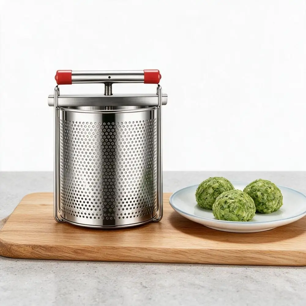 Stainless Steel Vegetable Stuffing Squeezer with Filter Bag Hand Press Manual Juicer Fine Filter Mesh Fruit Extractor