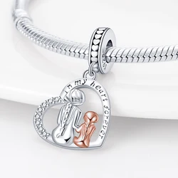 2024 Exquisite Mother's Day Mother And Daughter Charm Beads Fit Pandora Bracelet Women 925 Silver Pendant Beads DIY Jewelry Gift