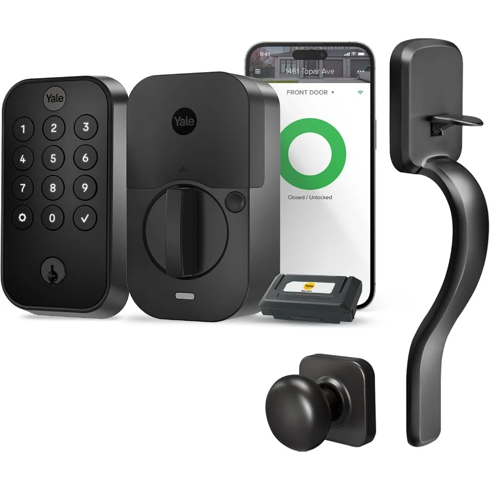 Assure Lock 2 Keypad with Wi-Fi and Ridgefield Handle in Black Suede