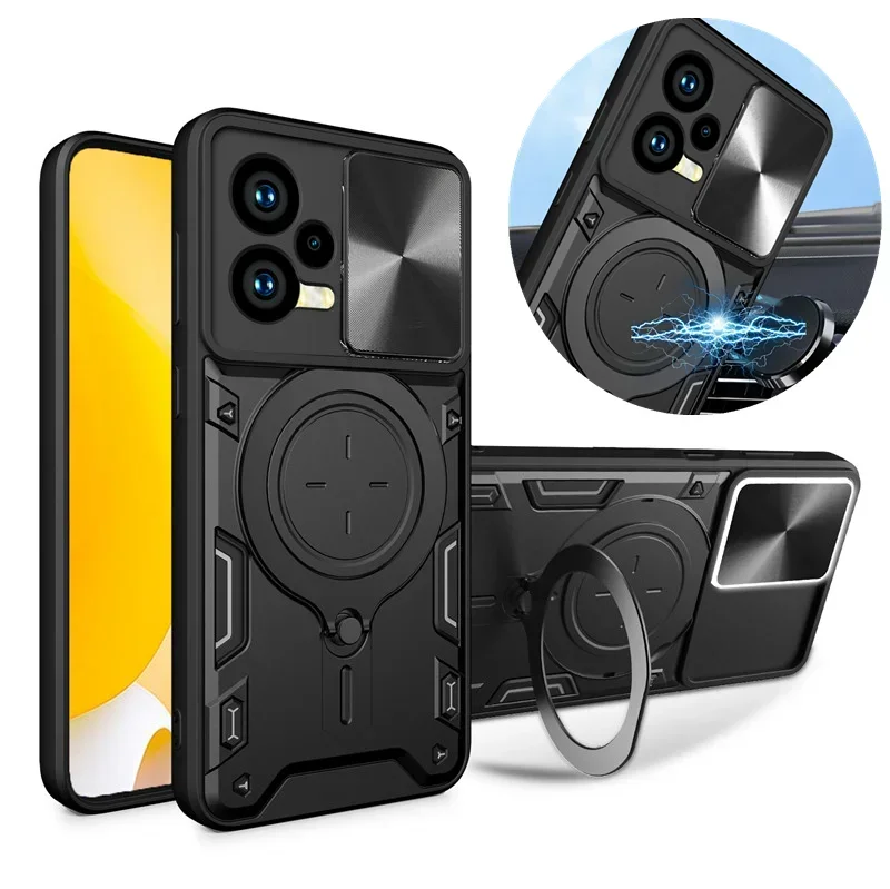 For Xiaomi Redmi Note 12S 4G Note12 Tutbo Case Shockproof Armor Magnetic Ring Stand Cases For Redmi Note 12 Pro Plus 5G Cover