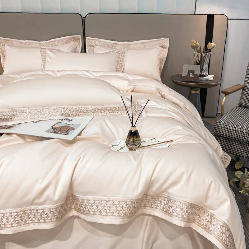 240S horse cotton four-piece set, pure cotton cotton bed sheet quilt cover, light luxury season bedding