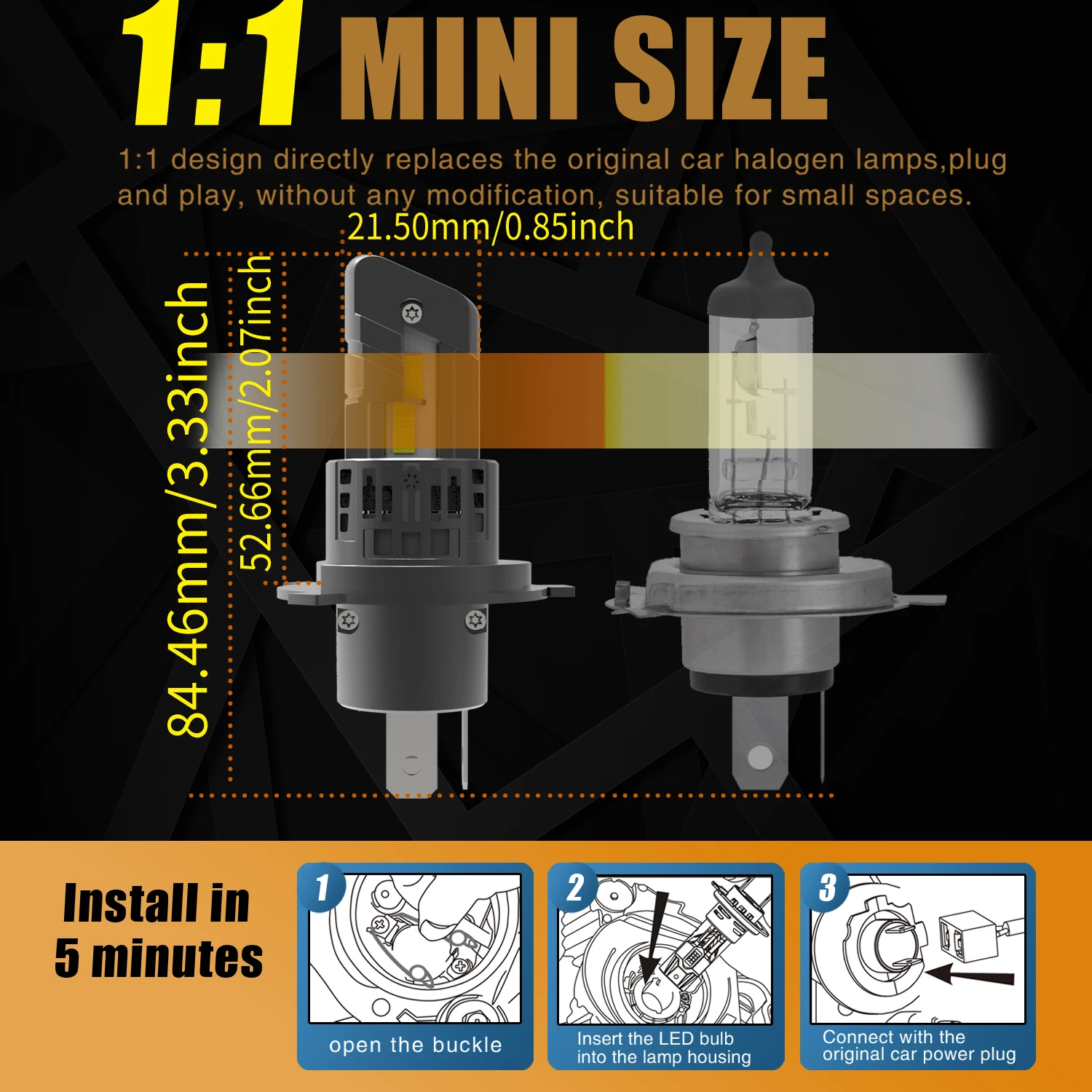 2pcs H4 HB2 9003 Led Headlight Canbus Bulb High Power White Fog Light Diode Lamp 12v 55w For Mini Cooper R55 R56 R57 R58 R60 R61