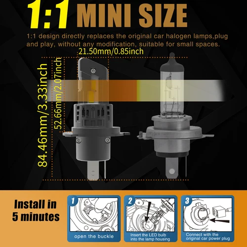 Imagen 2 del producto Faro Led H4 HB2 9003 Canbus sin Error, Bombilla de coche de alta potencia, Luz antiniebla blanca, lámpara de diodo, 12v, 55w, para Toyota FJ Cruiser 2005 ~ 2018