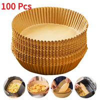 100 Pcs Air Fryer Paper Trays 20CM Airfryer Baking Paper Molds Oil-proof Air Fryer Disposable Cooking Paper Liner