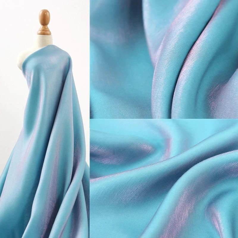 Precut Satin Tecido para DIY, Traje Tradicional Chinesa, Roupas Boneca, pano de fundo, Gradiente Azul Cor, 20 jardas