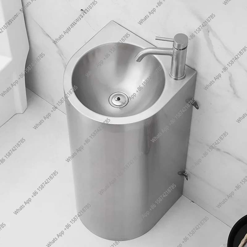 

A-MX Stainless Steel Column Basin, Kindergarten, Primary School Outdoor Integrated Washbasin, Small Floor-to-ceiling Washbasin