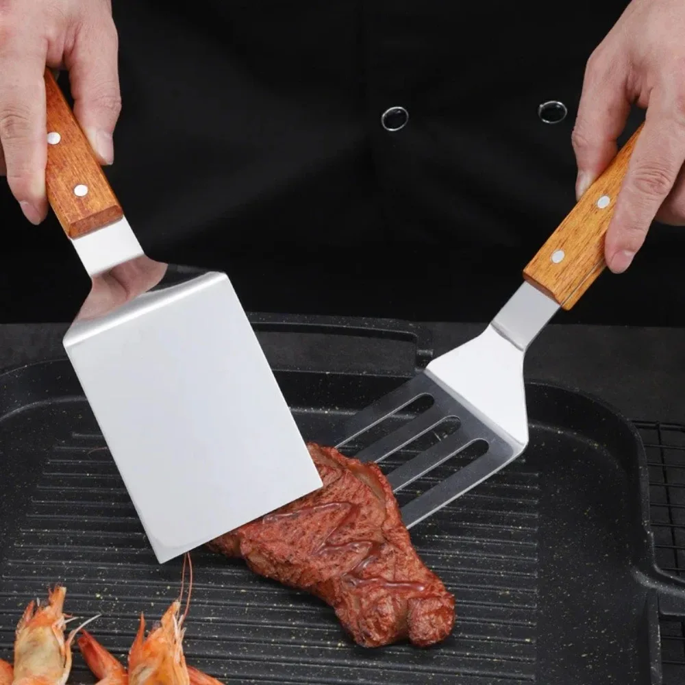Pala para Pizza de acero inoxidable, pala para carne, pala para freír, cocina, Teppanyaki, panqueques, herramientas para panqueques, palas para freír, utensilios de cocina