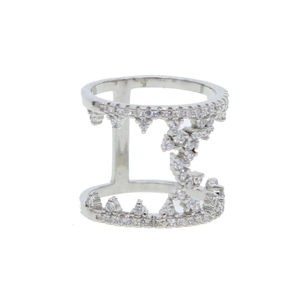 black silver color white black cubic zirconia high long H rings full cubic zirconia sparking bling ladies new finger ring
