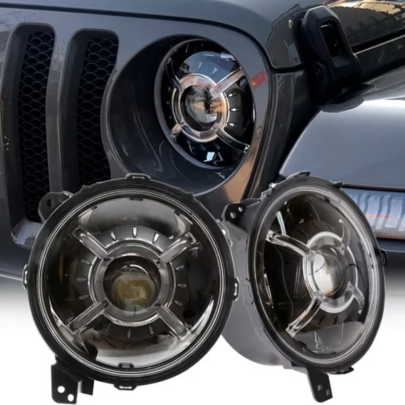 D0T 9 Inch Led Headlights Assembly High Low Beam X Shape Halo DRL for Jeep Wrangler JL 2018+ for Rubicon 2020 for Gladiator JT