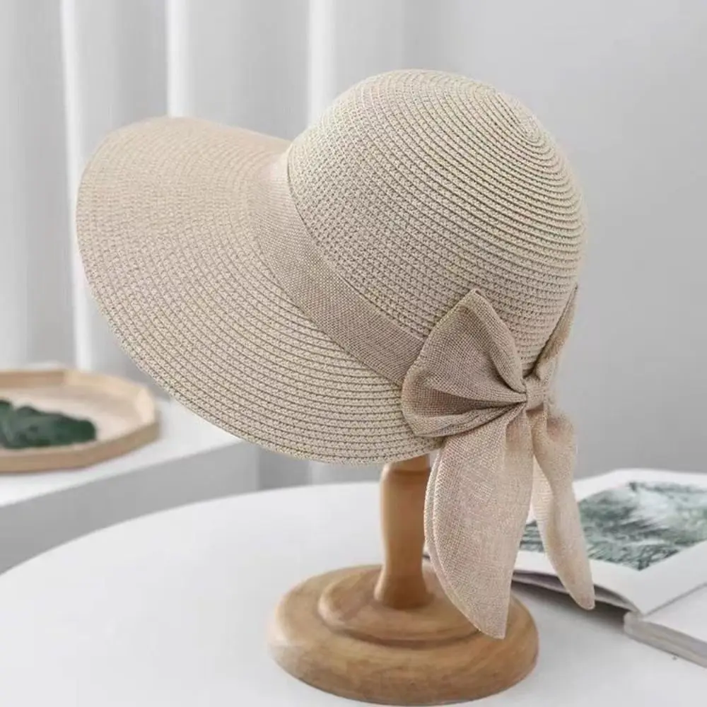 Summer Hats For Women Sun Hat Beach Cap Ladies Bowknot Panama Cap Lady Casual Bucket Hat For Women Straw Hat