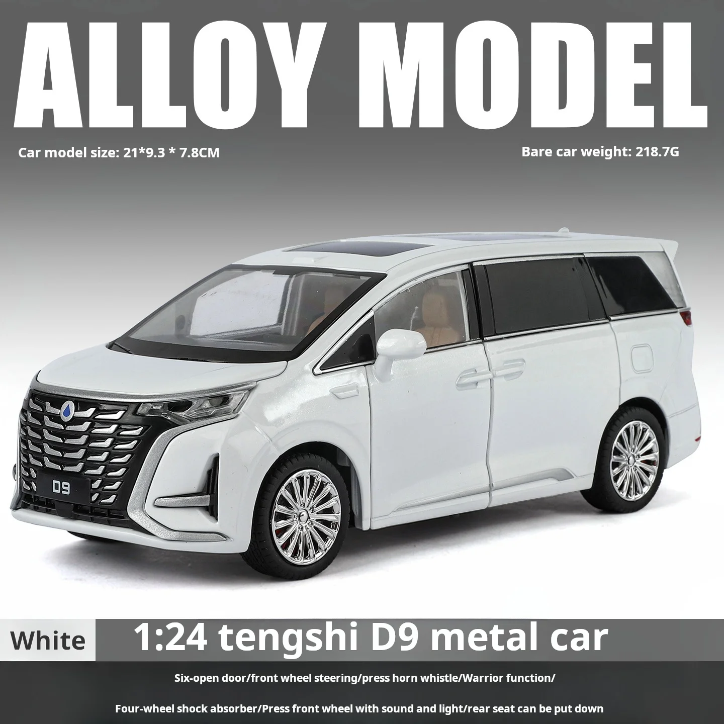 مقياس 1:24 محاكاة Denza D9 سيارة الأعمال سبيكة دييكاست نموذج سيارة كلاسيكية ضوء الصوت الأولاد لعبة طفل هدية المقتنيات #1