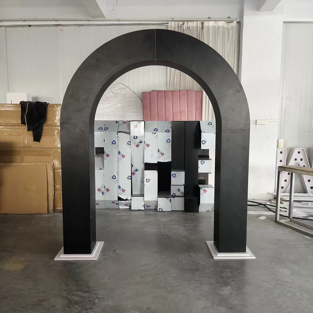 

FSDKX Professional Custom Black PVC Backdrop Round Arch Wedding Acrylic Background Decoration Backdrop Party Arch