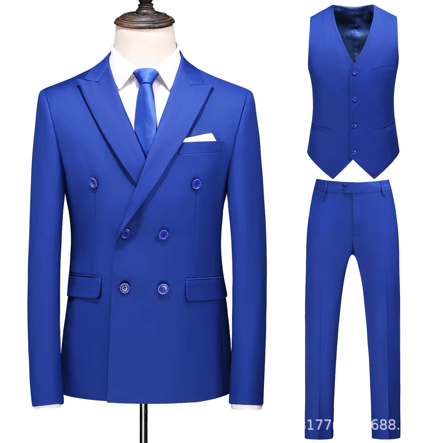 Traje de tres piezas H110 para hombre, traje de padrino de boda, color sólido, temperamento simple, traje de negocios formal, chaleco, Pantalones