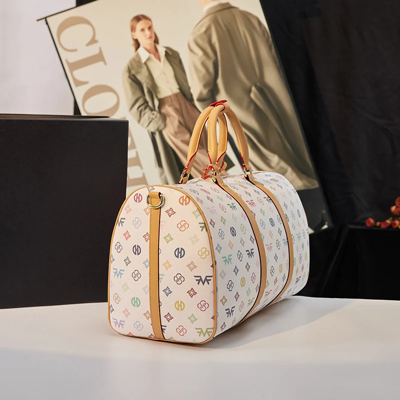 Large Capacity Travel Duffle Bag Women Colorful Monogram Weekender Bag Luxury Style Overnight Tote Luggage Bag With Luggage Tag