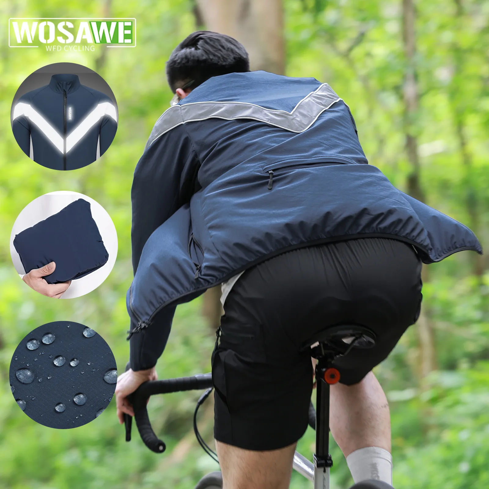 

WOSAWE Мужская велосипедная куртка Легкая мужская ветровка с длинными рукавами Велосипедное пальто Одежда Велоспорт Бег Туристическая куртка