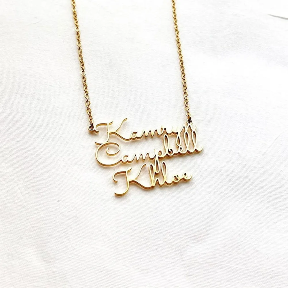 Custom Multiple Name Necklace Family Jewelry Stainless Steel Customized Nameplate Necklace Personalized Gift