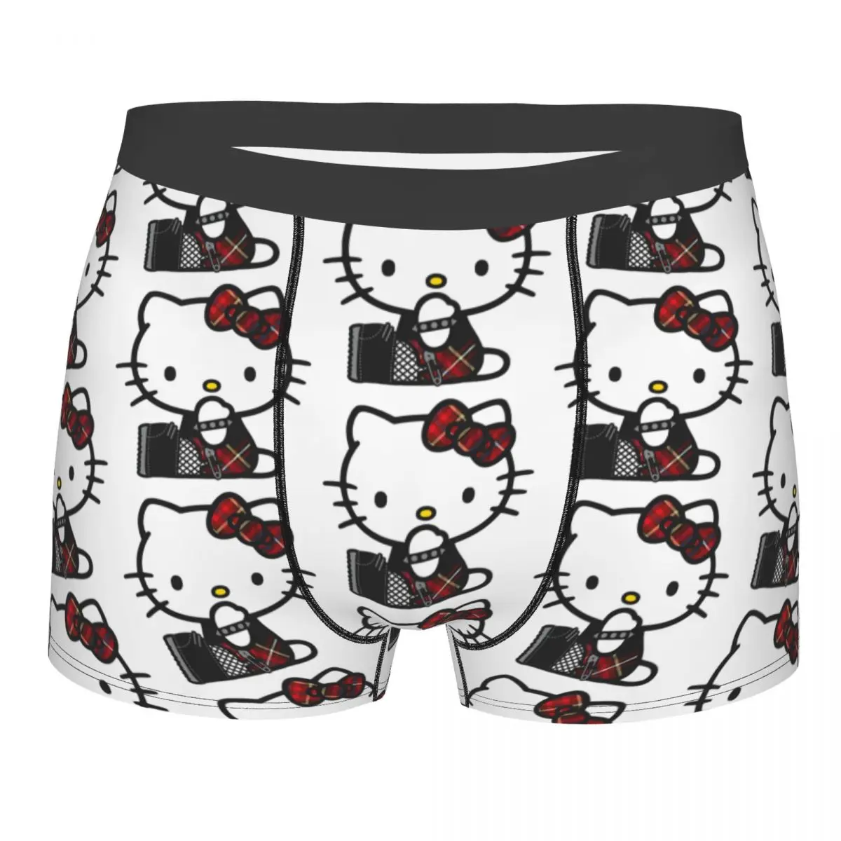 Man Hello Kitty Punk Gothic Underwear Sexy Boxer Shorts Panties Male Breathable Underpants S-XXL