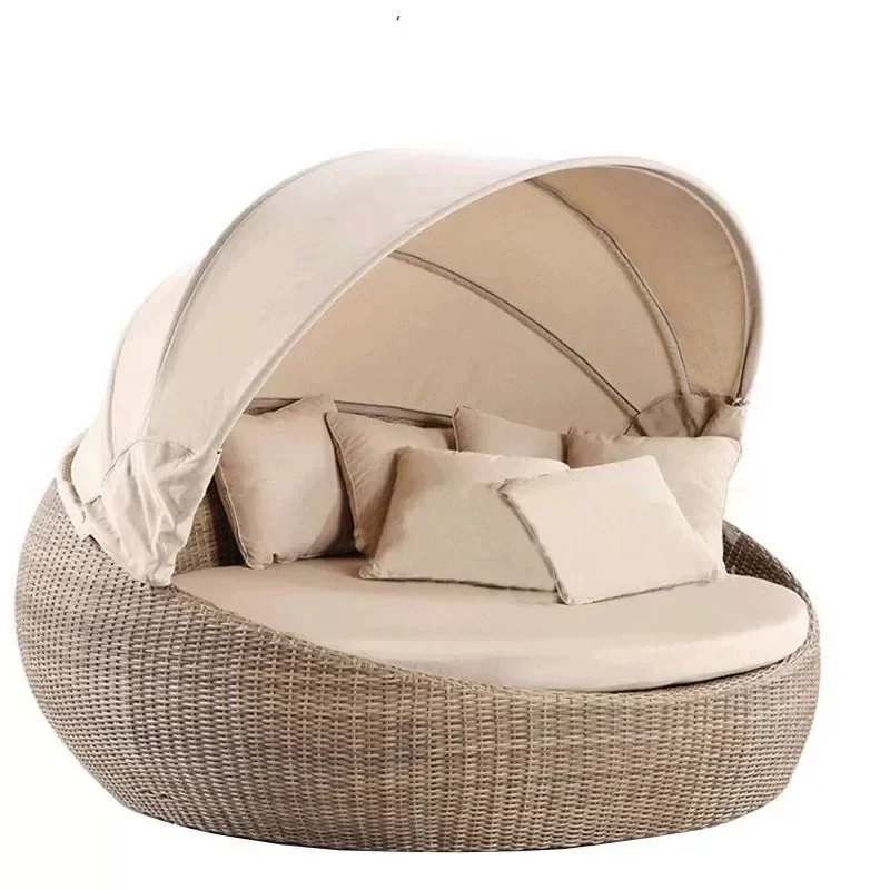 Outdoor leisure bed sofa rattan furniture garden courtyard outdoor round bed