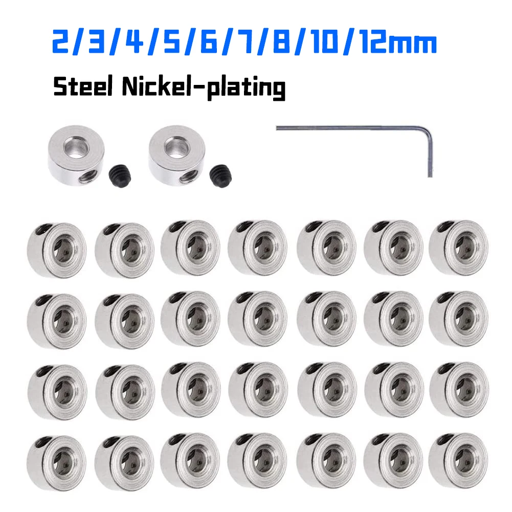 10pcs Metal Steel Nickel-plating 2/3/4/5/6/7/8/10/12mm Shaft Clamping Sleeve Wheel Collar for RC Airplane Model Remote Aircraft