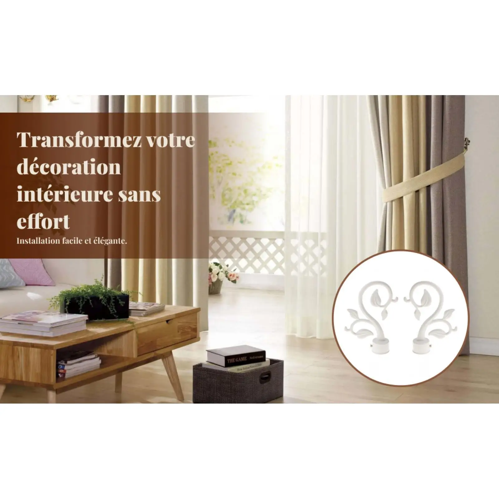 Iron Curtain Rod End Caps Decorative Pole Head Top for Extendable Curtain Rods Bedroom Window