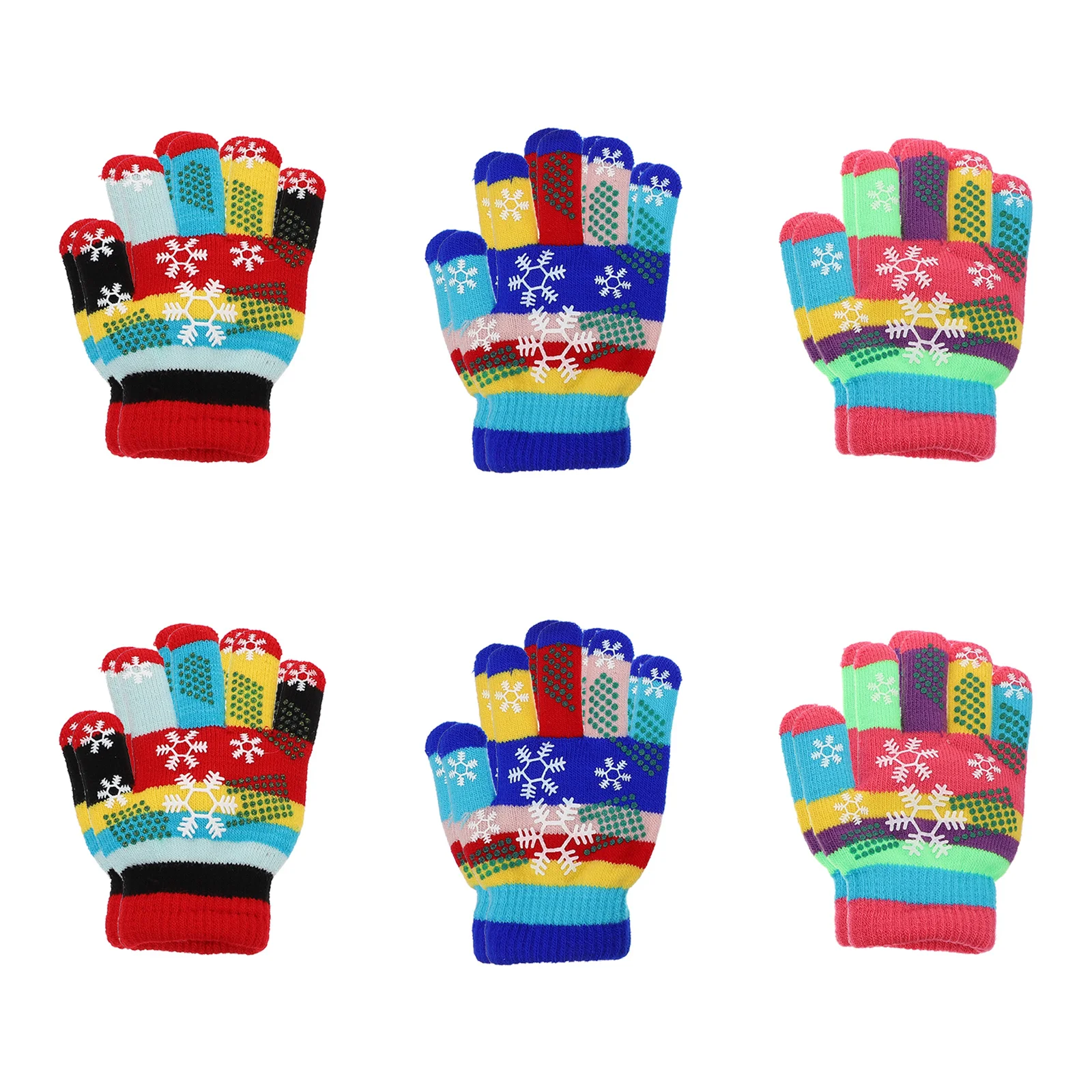 

6Pairs Kids Winter Gloves Warm Full Finger Mittens Simple Design Outdoor Activities Durable Children Cold-Proof