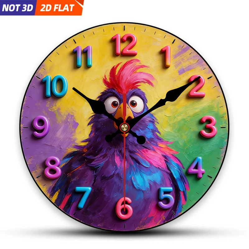 

2D плоский. 1 шт. Настенные часы в мультяшном стиле с красочным попугаем, бесшумные декоративные часы, инновационные настенные часы, идеально подходят для украшения интерьера