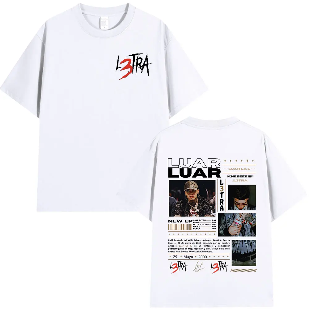 Rapper Luar La L Music Album L3TRA T Shirts Men Women Hip Hop Fashion Short Sleeve T-shirts Vintage Oversized Streetwear T-shirt