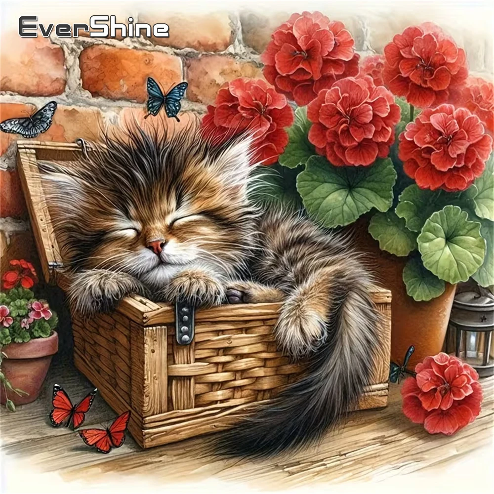 

Evershine Cat Diamond Mosaic Animal DIY Cross Stitch Art Diamond Painting Flower Vase New Arrival Craft Kit Decor for Home