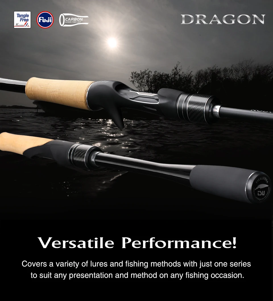 TSURINOYA Long Casting Rod DRAGON 2.16m 2.28 2.44m M ML Spinning Fishing Rod For SeaWater Fresh Water FUJI Carbon 2Section Cane