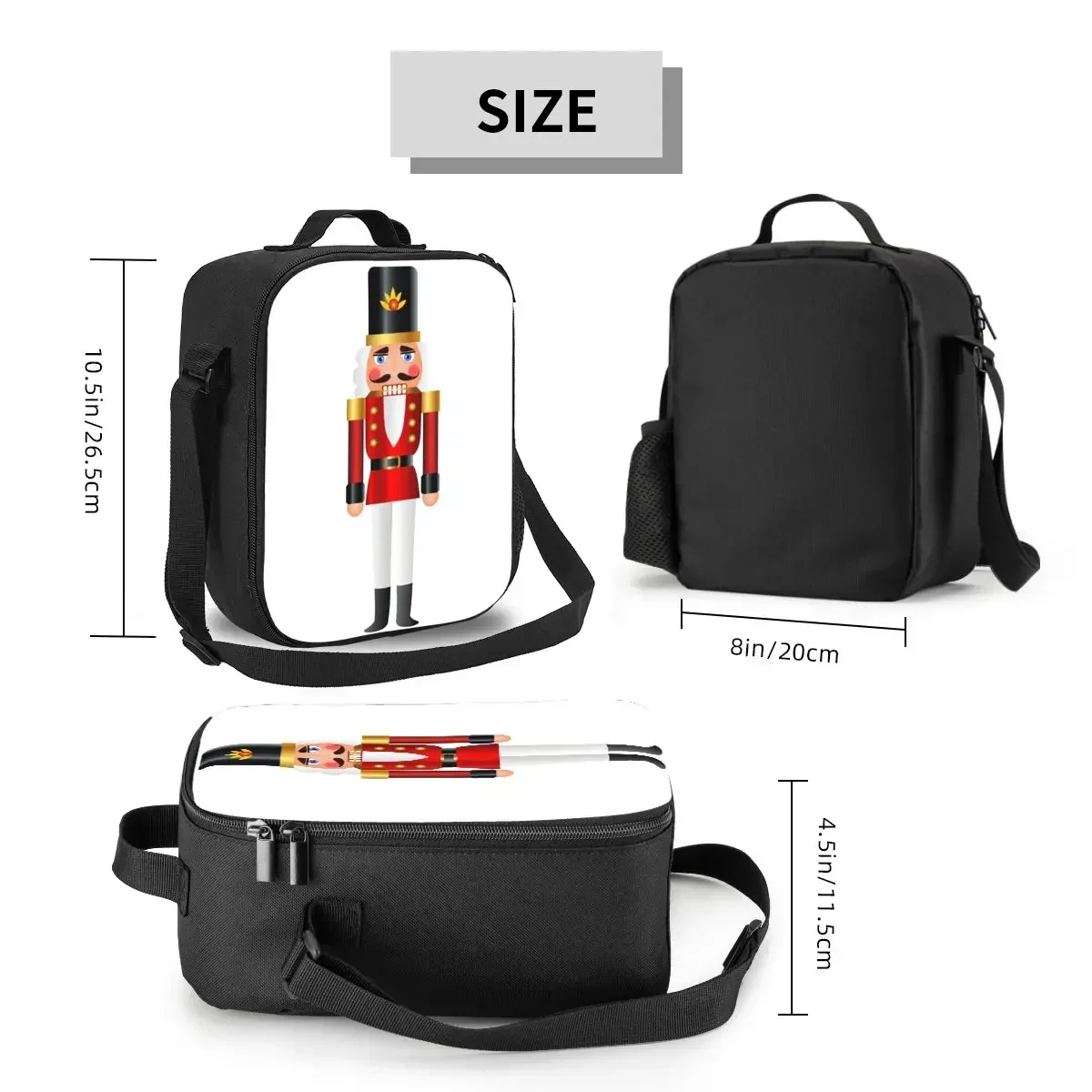 Cartoon Christmas Nutcracker Toy Soldier Insulated Lunch Tote Bag for Resuable Thermal Cooler Food Bento Box Kids School