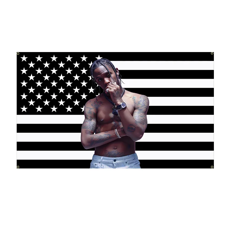 T-Travis S-Scott American Flag Banner Decoration Garage Flags for Bedrooms Outdoor Decor Advertising Flaga Tapestry Custom Hang
