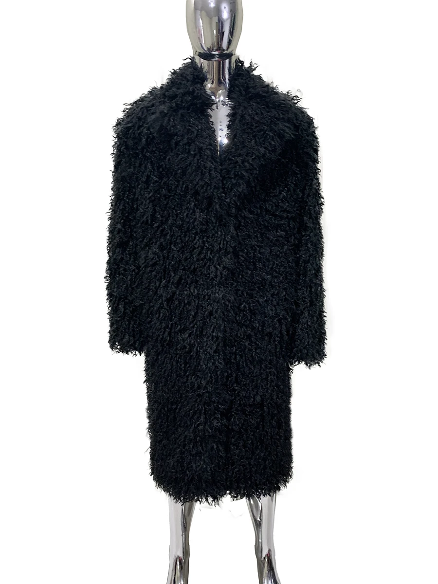 

Осень-зима, длинное оверсайзное волосатое мягкое пушистое черное толстое пальто из искусственного меха, мужская свободная повседневная мягкая шикарная корейская модная одежда 2025 шуба женская из искусственного меха