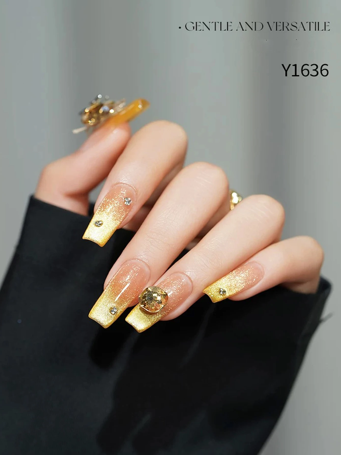 1/4個入り 2025年秋冬新作 ネイルサロンセット ゴールデンアンバー フローイングゴールド シャンパンガラスビーズ クリスタルキャッツアイ ジェルネイルポリッシュ