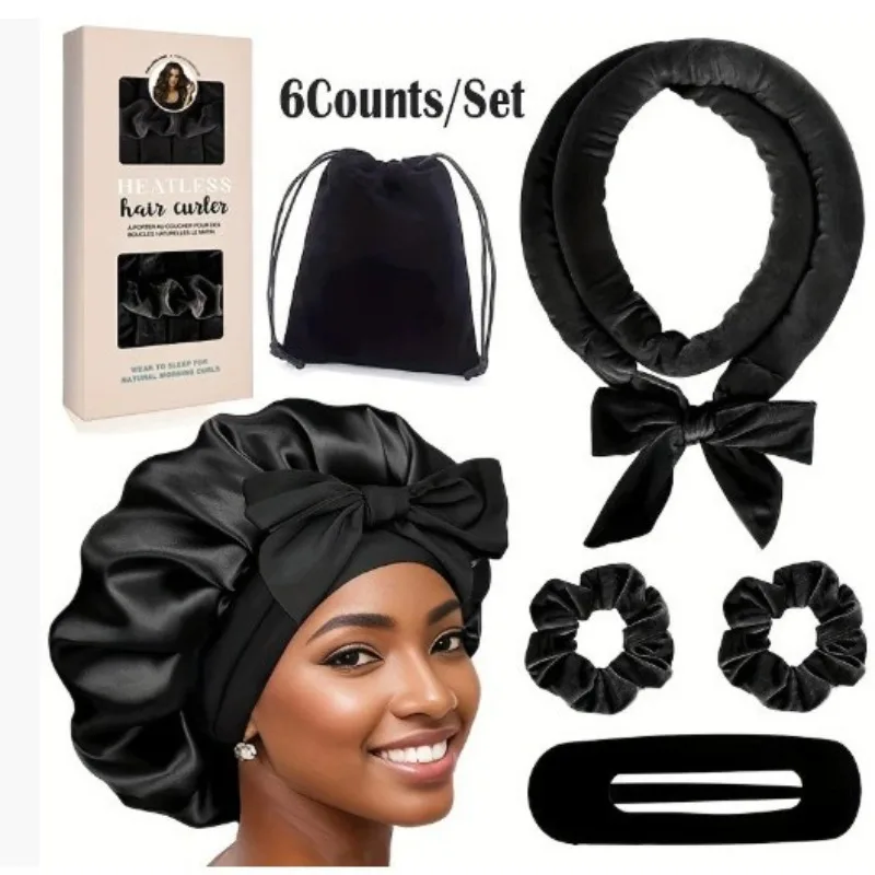 

No Heat Hair Rollers Heatless Curling Rod Headband Soft Hair Curler Satin Curlers Curls Sleeping Bonnet Night Cap Styling Tools