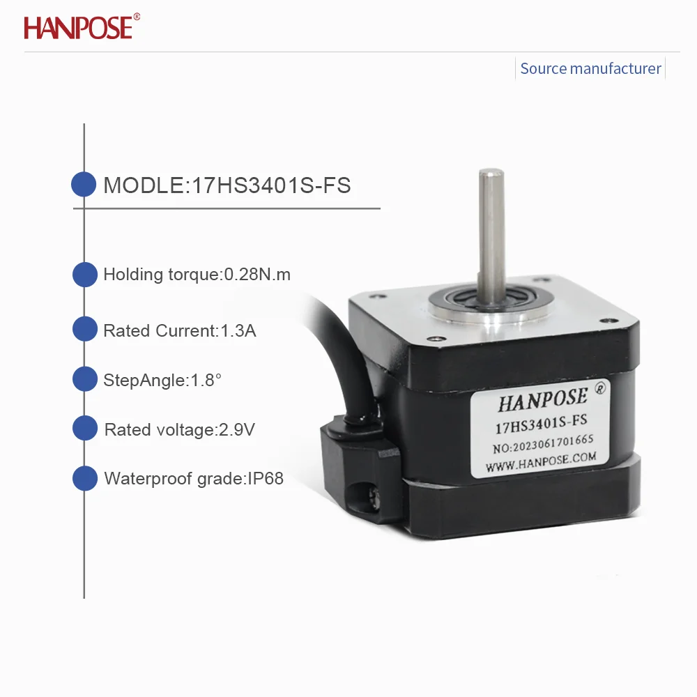 NEMA17 17HS3401S-FS Waterproof Stepper Motor 0.28N.m 1.3A 3D Printing Accessories Motor Manufacturer Direct Sales NEMA17