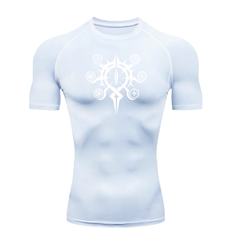 Men Sports Training Fitness High-Elasticity Compression Workout Breathable Sweat Absorbing Tops Quick Dry Short Sleeve T-Shirt