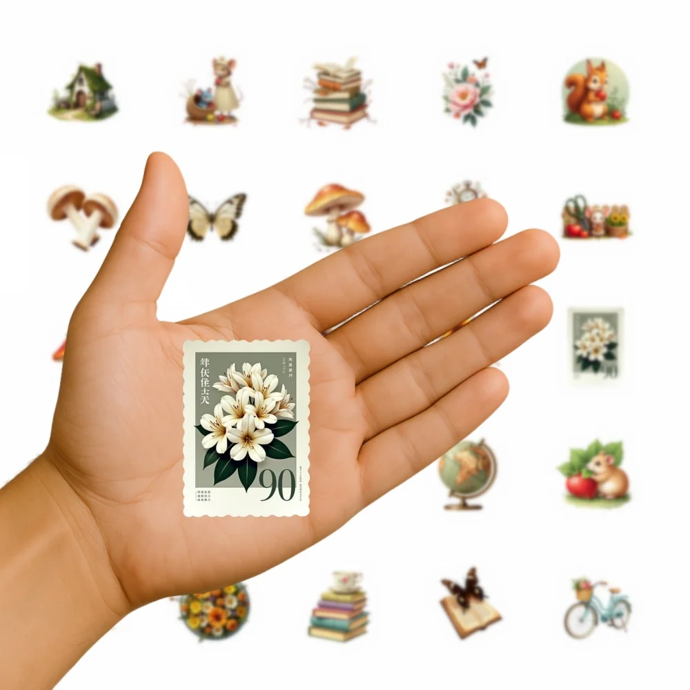 35pcs Retro Stickers Aesthetic Hand Accounting Scrapbooking Decoration Decals Diy Material Stationery Graffiti Decals Supplies