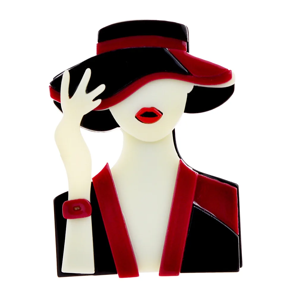 Elegante Mädchen Brosche Mode Acryl Kleidung Accessoires Figur Pins