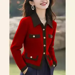Fragrant Knitted Sweater Tops Women's S Cardigan Sweater New Korean Style Fashionable Long-sleeved Versatile Temperament Base