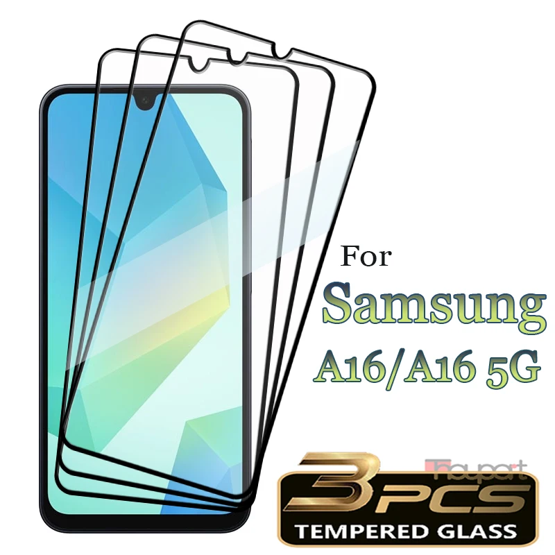 

3 Pcs Newly Upgrade For Samsung Galaxy A16 5G Glass Screen A16 Protector 9H Anti-Scratch Tempered Glass Full Cover