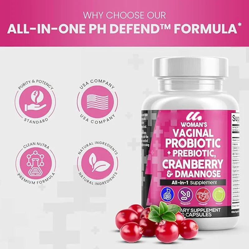 Female probiotics+prebiotics 20 billion cranberry pills - containing mannose - health supplement vitamins