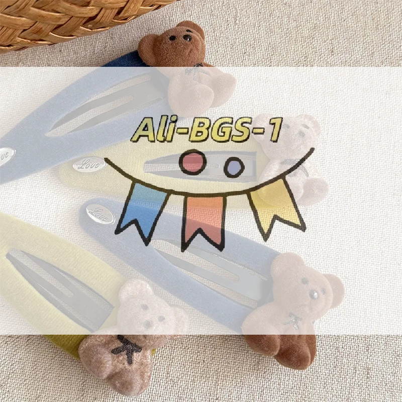 フロッキー加工のクマのヘアクリップ - 2個パック、かわいいBBクリップ、前髪やアップスタイルに、冬をテーマにした女の子と女性のためのヘアアクセサリー 1