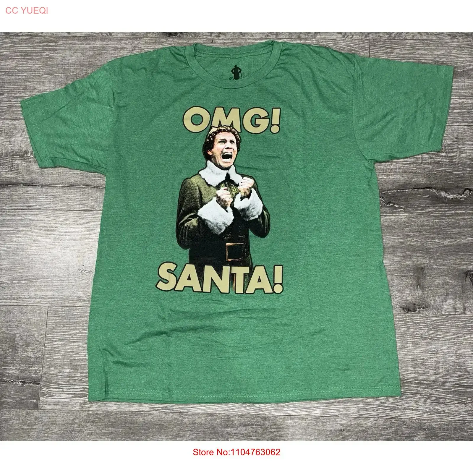 Men s Elf OMG Santa Will Ferrell Green T Shirt Size XL 566 vintage Washed Slightly streetwear designer clothes Breathable