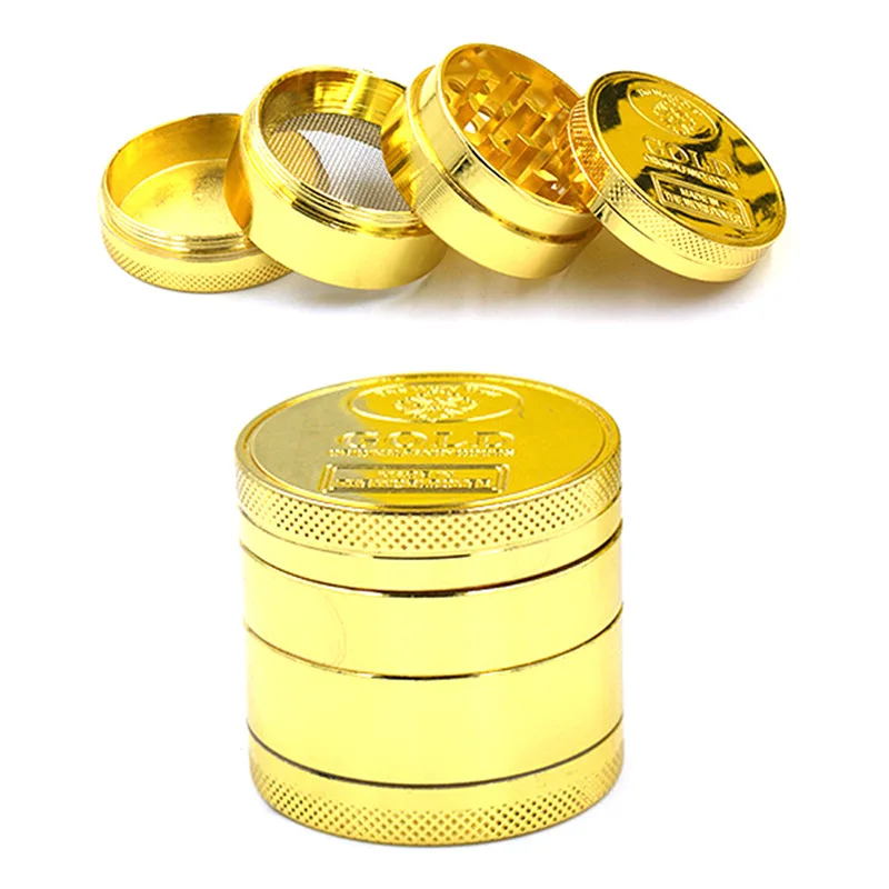 Moedor de ervas de metal 40mm, 4 camadas, especiarias, pimenta, moedor, grama crua, tabaco, acessórios para fumar cigarros