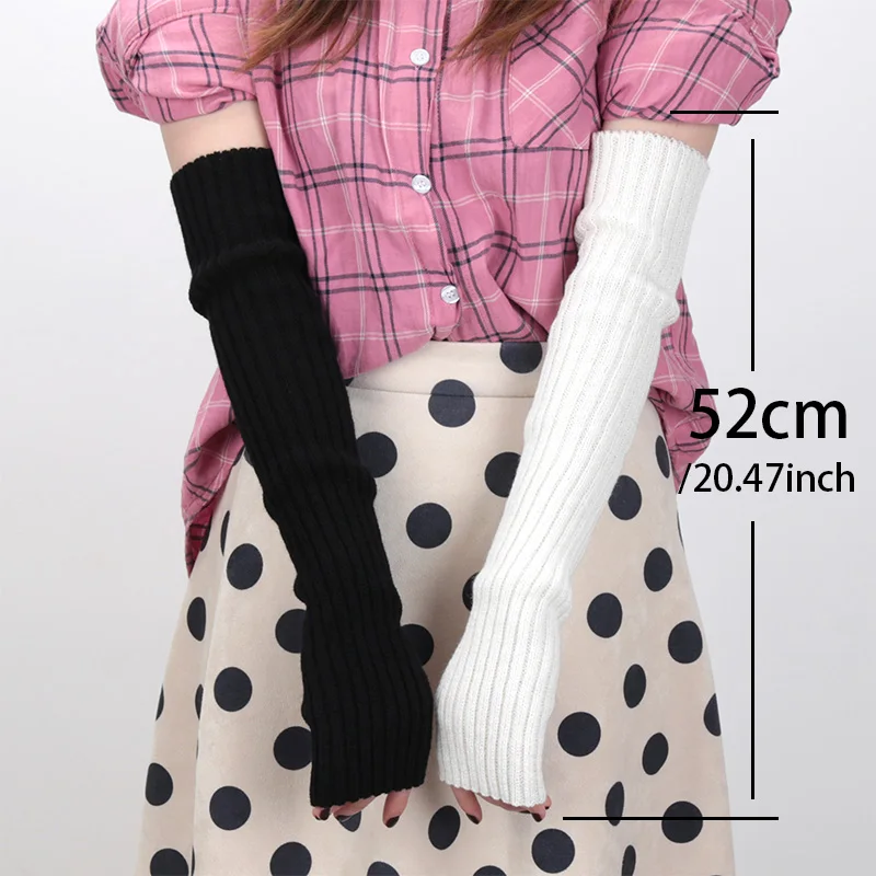 Knitted Arm Sleeve Long Half Finger Gloves Women Warm Soft Winter Mittens for Girls Guantes Arm Warmers Punk Gothic Accessories