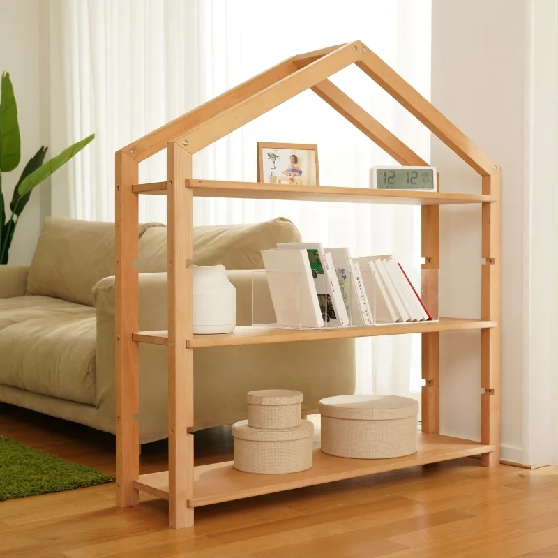 Wooden Adjustable Three-layer Storage Shelf Kids Bookcase