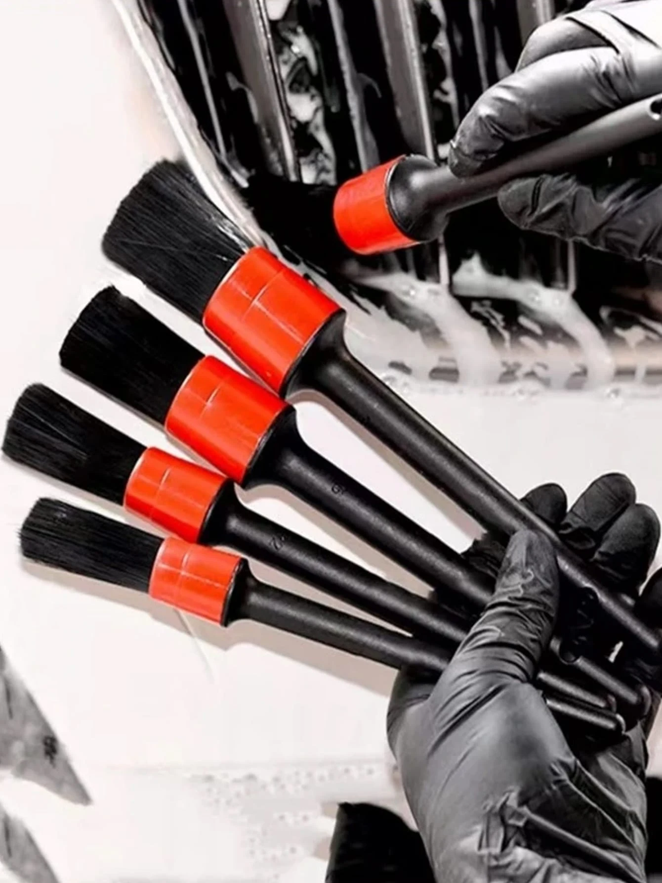 5pcs Soft-Bristled Car Care Brush Set - Interior Cleaning Dashboard Air Vent Brush for Vehicle Interior Detailing