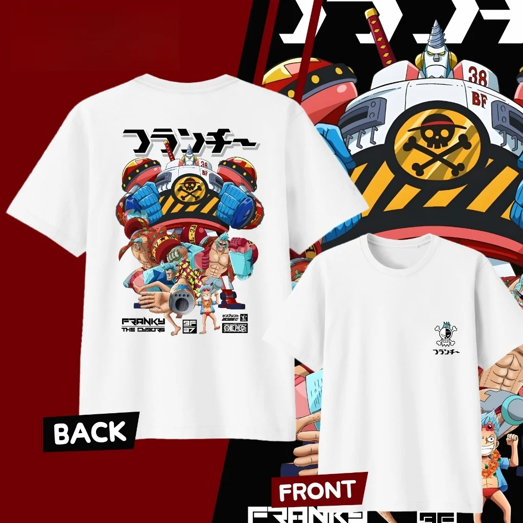 Anime One Piece Franky Bedrucktes Baumwoll-T-Shirt Sommer Herren- und Damen-Harajuku-Kleidung Mode Lässiges Street-T-Shirt Fan-Geschenke