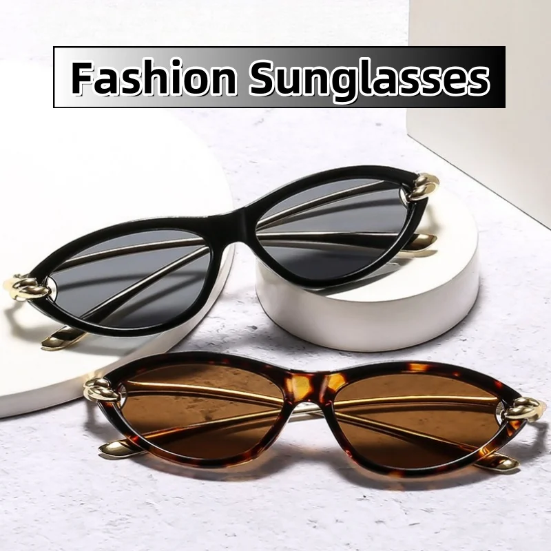 

New Personalized Cat-eye Knots Sunglasses Metal UV400 Protection Stage Performances Walk The Show Unisex Shades Glasses